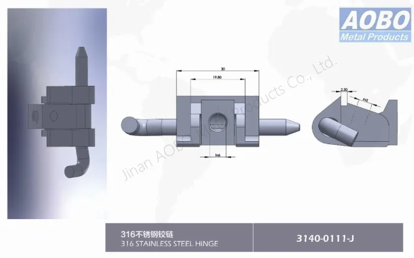 Aobo Industrial Metal Stainless Steel 316 Casting Hinges for Switchgear Cabinet