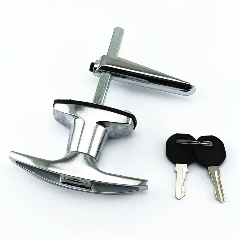 Zinc Alloy Metal Door Lock T Handle Cabinet Polished Shaft Keyed Handle