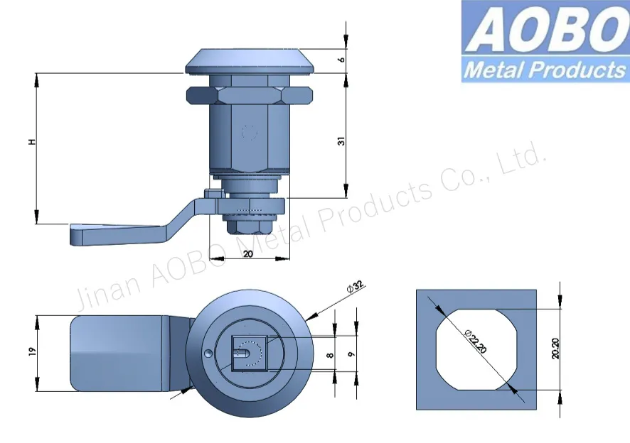Aobo Industrial AISI316 Square 8mm Cylinder Compression Latch Waterproof IP65 Electrical Cabinet Cam Lock with Spring and Seal