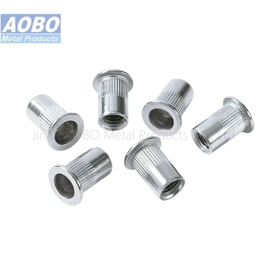 Aobo M3 M4 M5 M6 M8 M10 M12 Flat Head Knurled Body Stainless Threaded Insert Rivet Nut