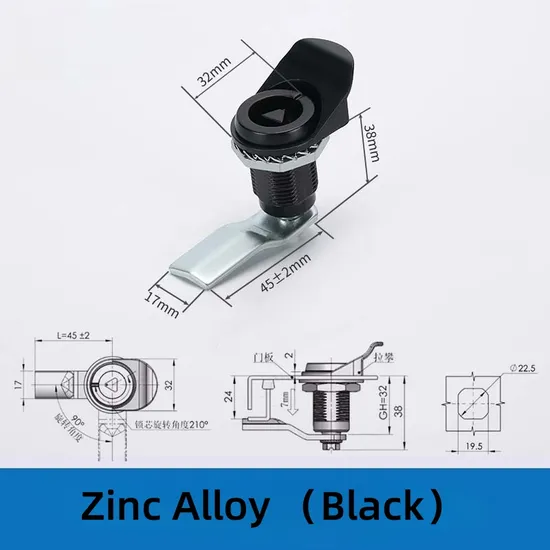 Aobo Zinc Alloy Triangular Quarter Turn Cam Lock Electric Cabinet with Key for Chassis Cabinet Door Lock