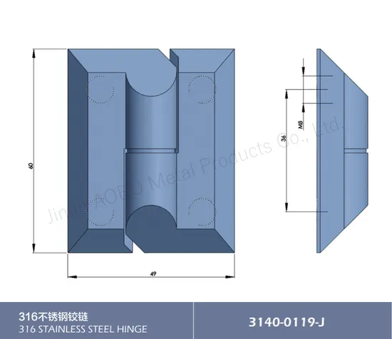 Aobo Industrial Heavy Duty Electrical Box Door AISI316 Left off Hinge