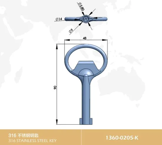 Stainless Steel 304 Quarter Turn Cam Lock Triangular Square Slot Key