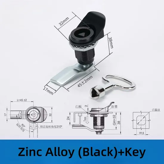Aobo Zinc Alloy Triangular Quarter Turn Cam Lock Electric Cabinet with Key for Chassis Cabinet Door Lock