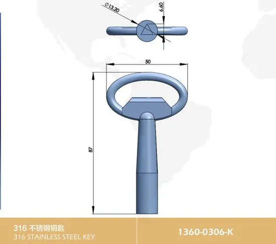 Stainless Steel Key for Quarter Turn Cam Lock
