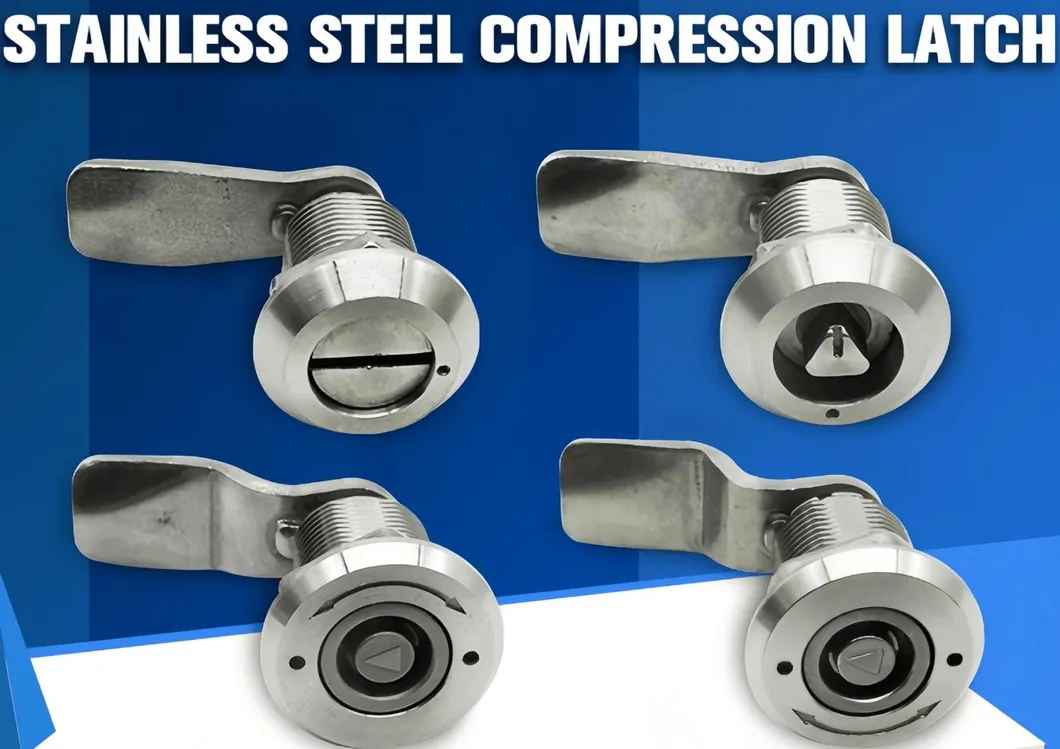 Stainless Steel AISI316 Square Lock Cylinder Quarter Turn Cam Compression Latch Lock Railway Standard