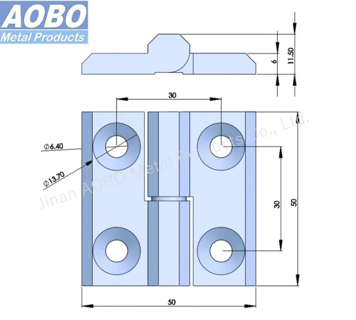 Aobo SUS316 50mm Lift Version Disassembly Distribution Cabinet Door Hinge with Countersunk Screw M6