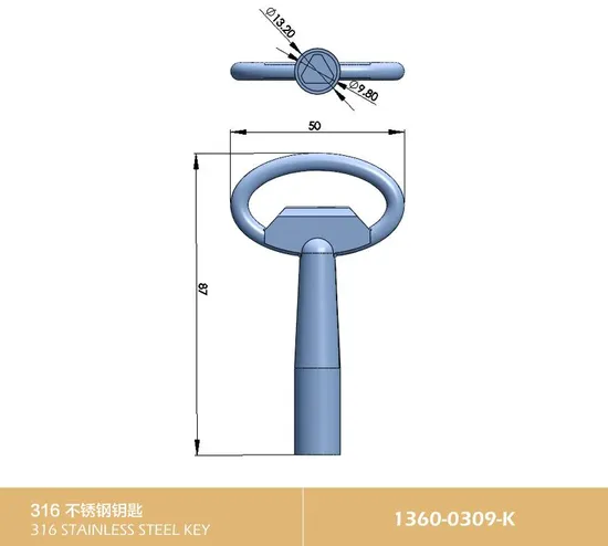 Stainless Steel 304 Quarter Turn Cam Lock Triangular Square Slot Key