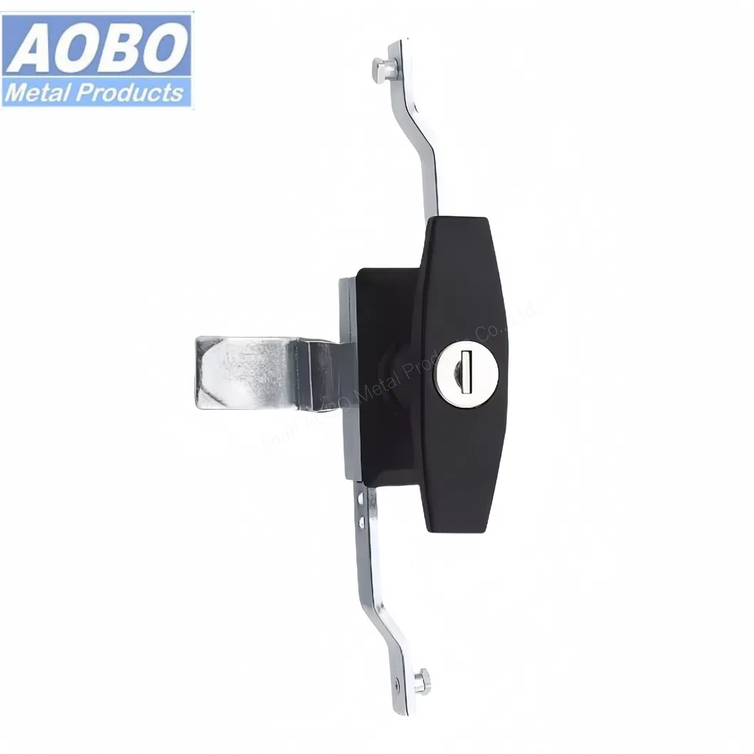 Industrial Hardware Supplier Black Zinc Alloy Rod Control Lock Latch Powder Coated Cabinet Enclosure Handle Lock for Electrical Panel Board Door Lock