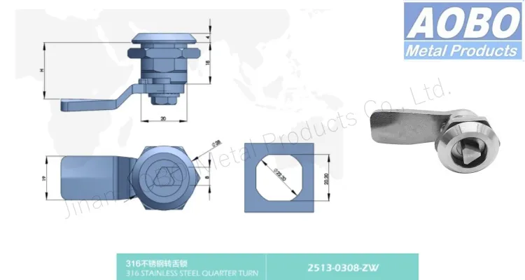 Aobo Industrial Casting Quarter Turn AISI316 Electric Cabinet Panel Box Door Cam Lock