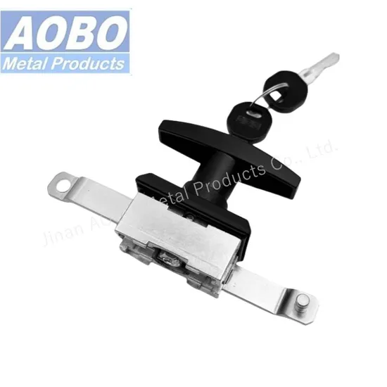 Aobo Black Powder Coated Distribution Cabinet Pull Rod Lock Switch Control Box Iron Sheet Electric Cabinet Lock with Key 1333