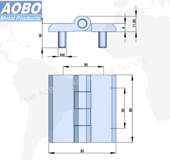 Aobo AISI316 50mm Distribution Cabinet Electrical Industrial Door Hinge with Threaded Studs M6