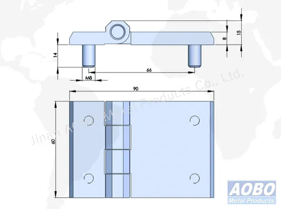 Aobo 316 Stainless Steel Industrial Enclosure Cabinet Door 60*90mm Screw on Mirror Polishing Hinge with Studs