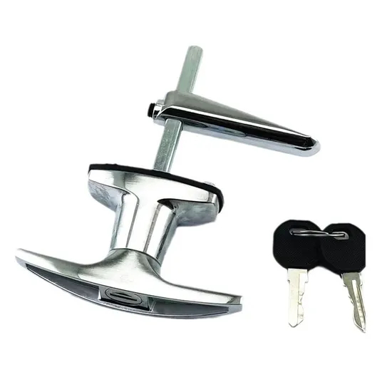 Zinc Alloy Metal Door Lock T Handle Cabinet Polished Shaft Keyed Handle