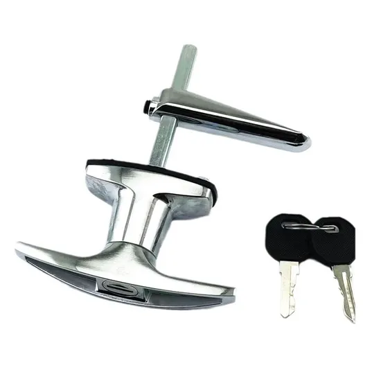 Zinc Alloy Metal Door Lock T Handle Cabinet Polished Shaft Keyed Handle