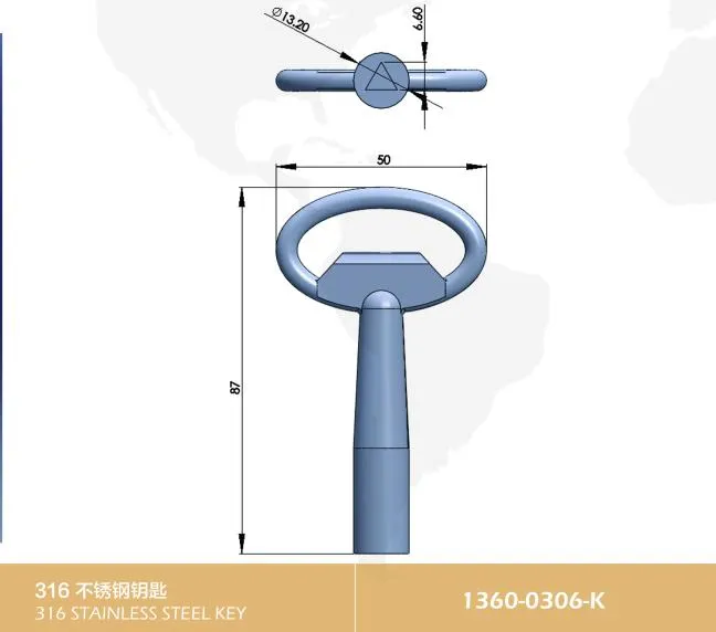 Stainless Steel Key for Quarter Turn Cam Lock