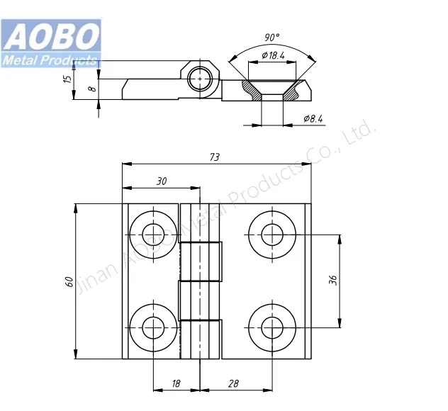 Aobo Stainless Steel 60X73 Butt Hinge Precision Casting Electrical Box Network Cabinet Hinge