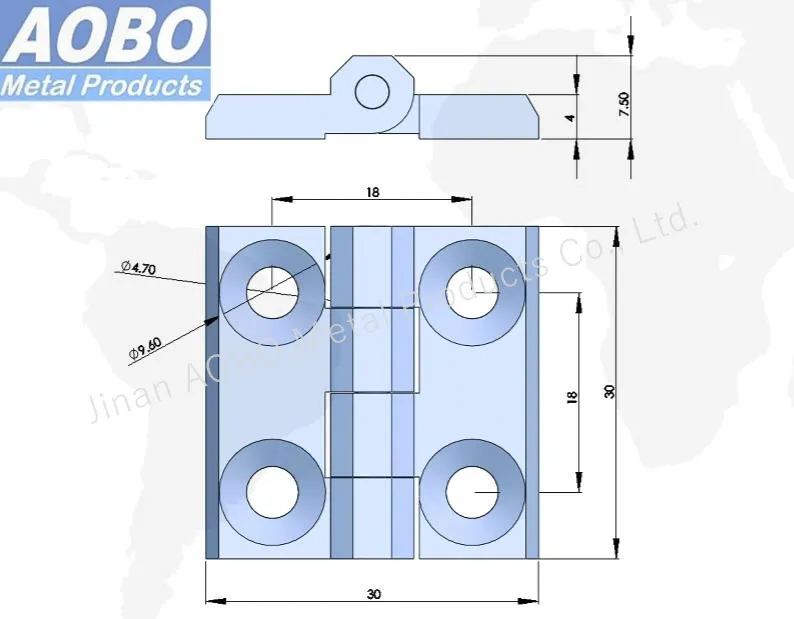30X30mm Thickened Hinges Casting Hardware Flat Folding Metal Hinges Stainless Steel Marine Hardware Accessories