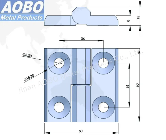Aobo Right-Hand 60X60 Electrical Cabinet Industrial Cabinet Door Screw-on Hinge AISI 316