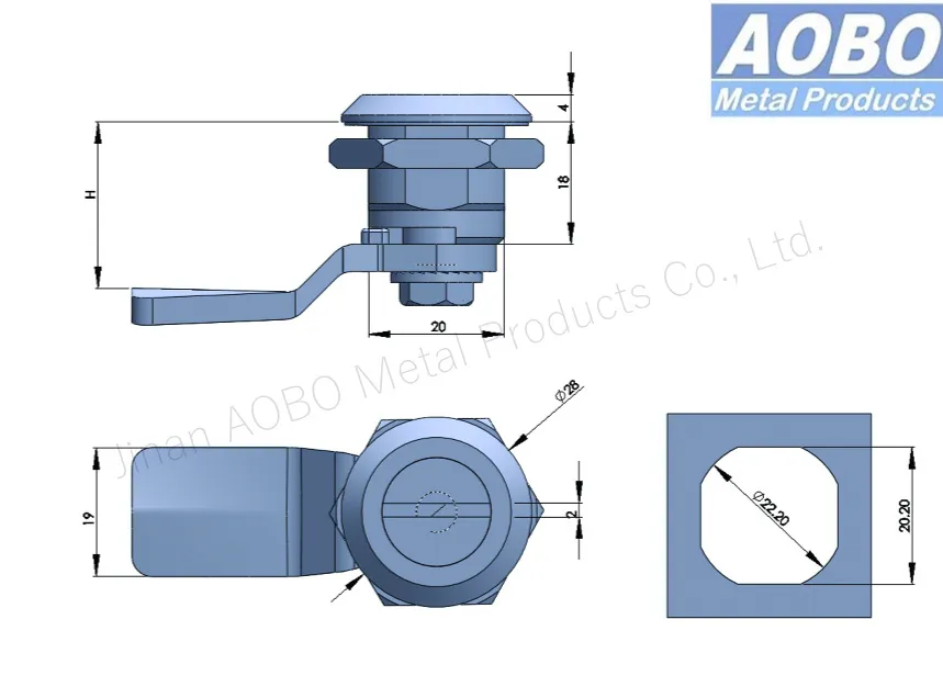 Aobo Stainless Steel 316 Quarter Turn 2X4 Slot Cam Lock Cylinder Lock