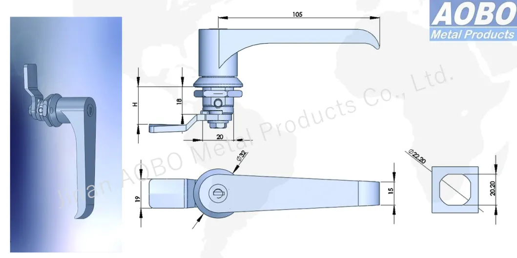 Cabinet Hardware Stainless Steel Quarter Turns Metal Lever Door Handle Mechanical Lock for Electric Panels Machine Doors