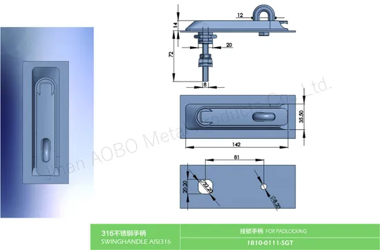 Stainless Steel 316 Padlockable Swinghandle for Padlocking with Padlock Hole for Industrial Distribution Box