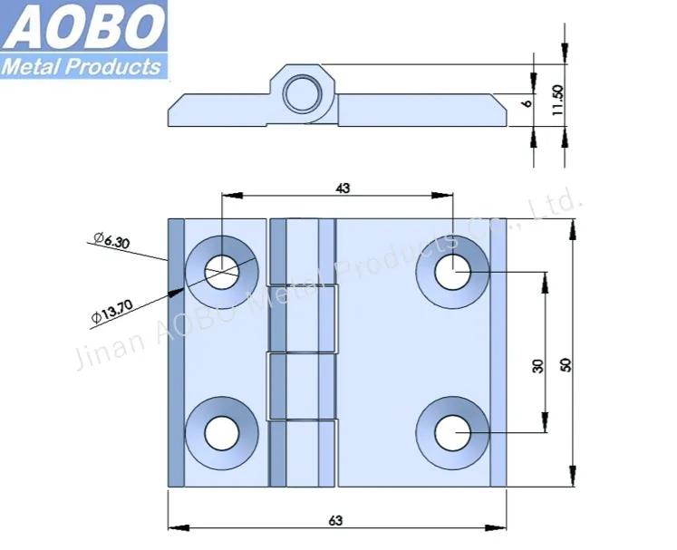 Aobo Stainless Steel 316 50X76mm Distribution Cabinet Door Hinge with Countersunk Screw M6