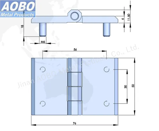 Aobo 50X76mm Distribution Cabinet Electrical Industrial Door SS316 Hinge with Threaded Studs M6