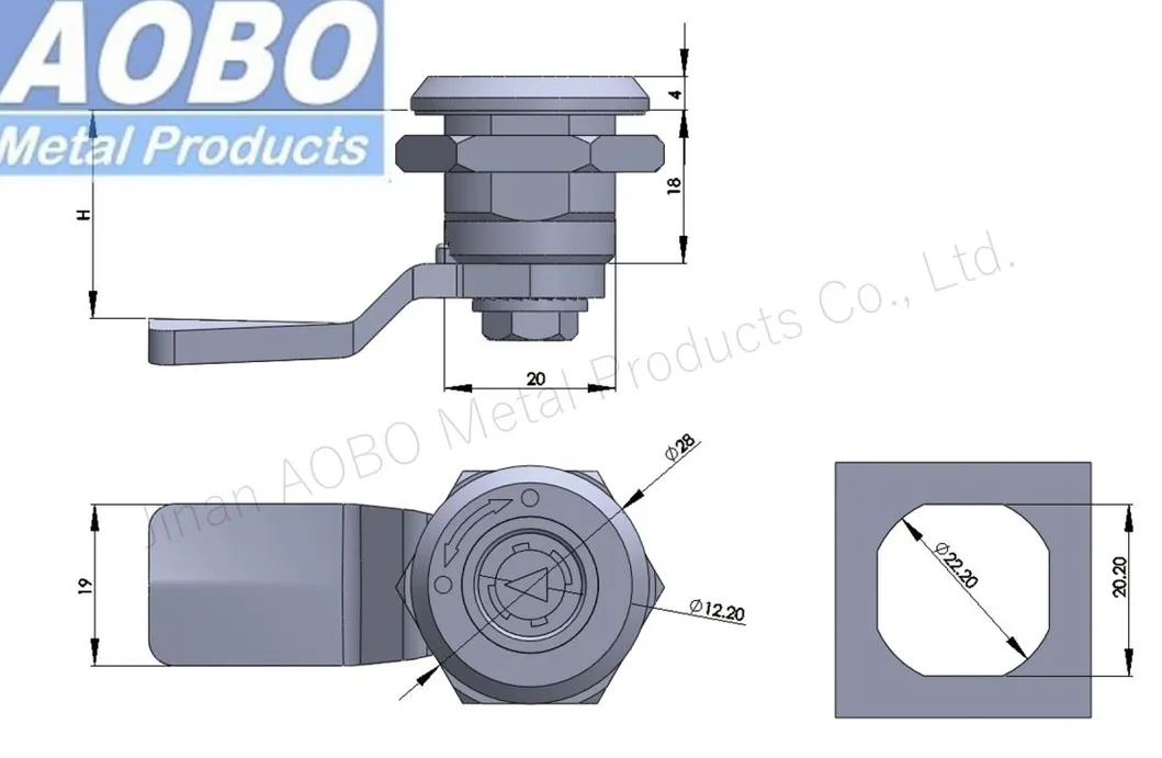 Aobo Precision Casting CNC Machining AISI316 Industrial Distribution Board Cabinet Safe Cylinder Quarter Cam Lock