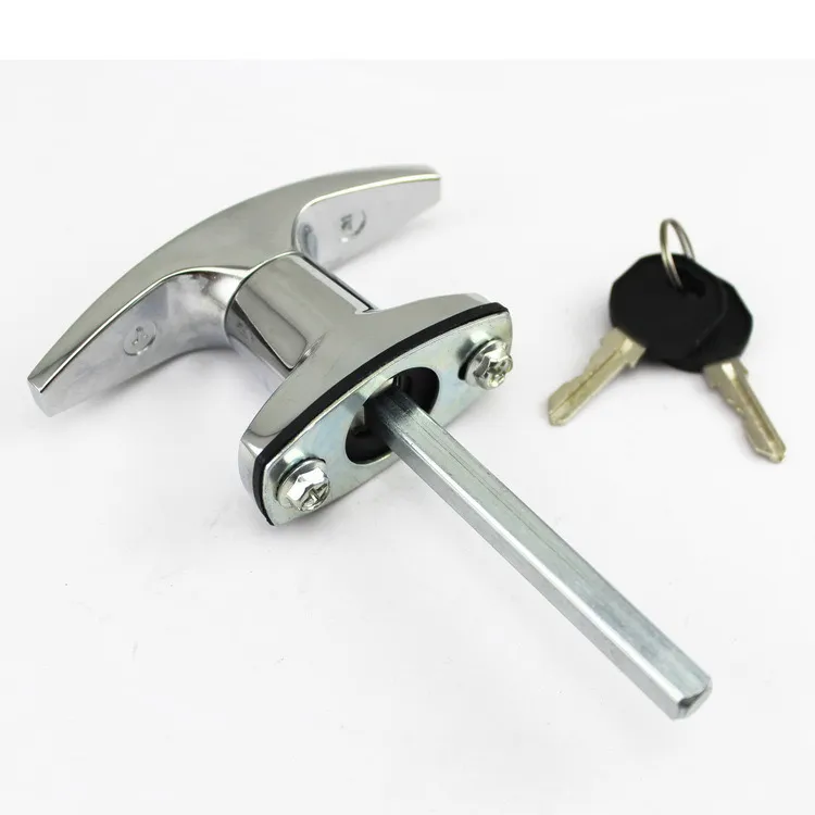 Zinc Alloy Metal Door Lock T Handle Cabinet Polished Shaft Keyed Handle
