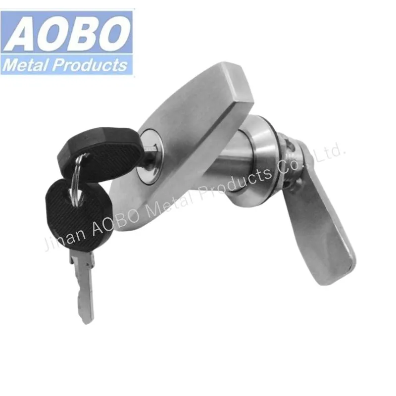 Aobo Zinc Alloy Cylinder Stainless Steel Cabinet Quarter Turn Cam Latch T Handle Lock with Key