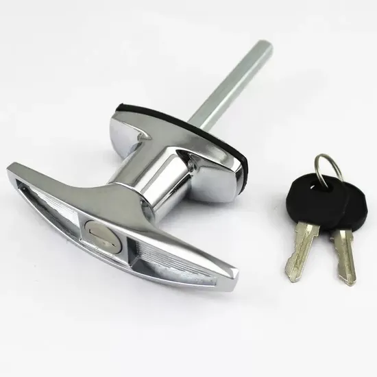 Zinc Alloy Metal Door Lock T Handle Cabinet Polished Shaft Keyed Handle