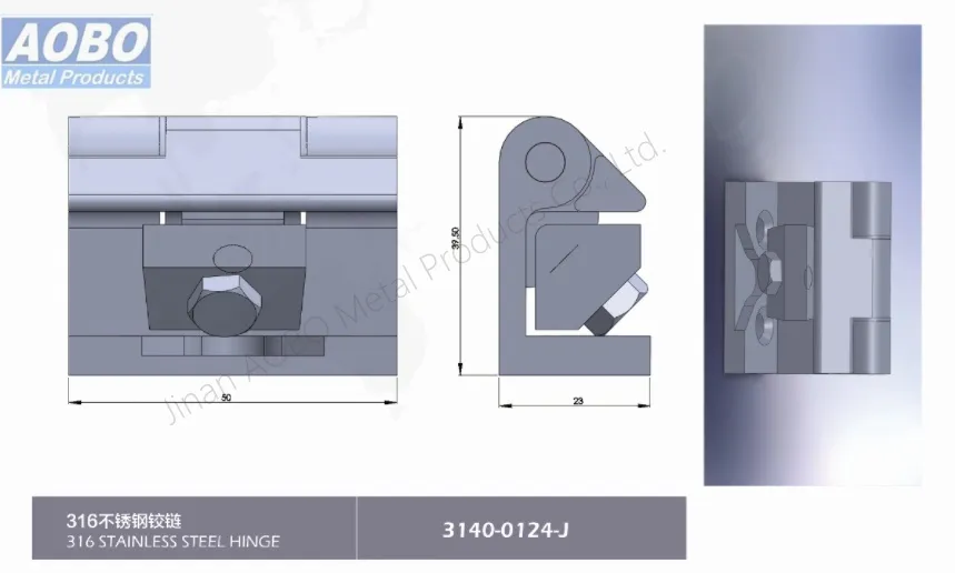 Aobo Factory Custom SUS316 Black Textured Powder Coated Substation Cabinet Door 180 Degree Corner Hinge