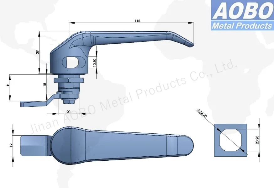 Stainless Steel AISI 316 Padlockable L Handle Quarter Turn for Padlock Lock for Industrial Cabinet Door Padlocking L Handle