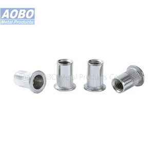 Aobo M3 M4 M5 M6 M8 M10 M12 Aluminum Flat Head Kunrled Body Rivet Nut