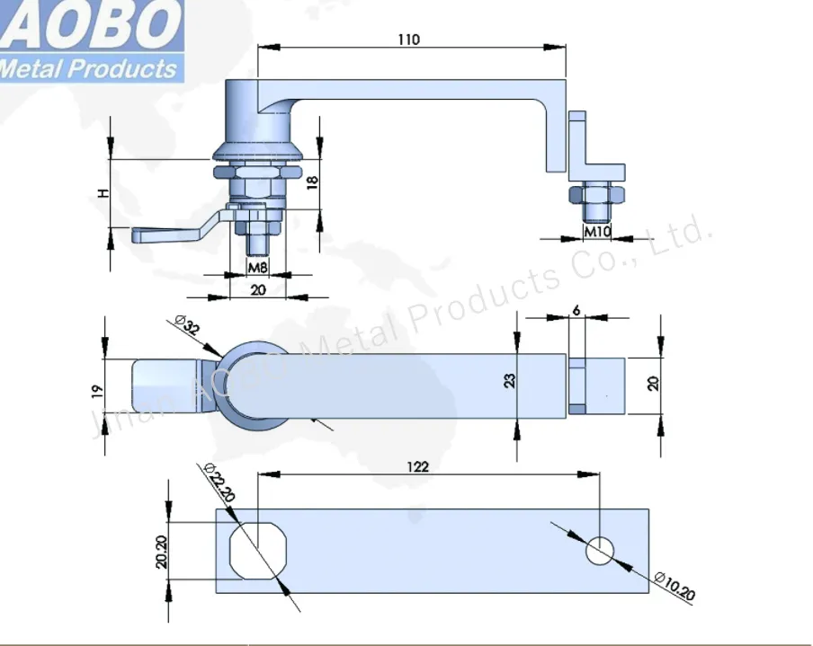 Construction Equipment Door Padlock Lever Handle with Stainless Steel Interior L-Shaped Locks Ms868 Product Type