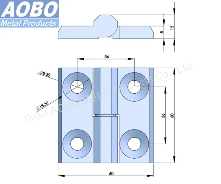 Aobo 60X60 Stainless Steel Removable Hinge with Screw M8 Holes Lift off Flat Hinge