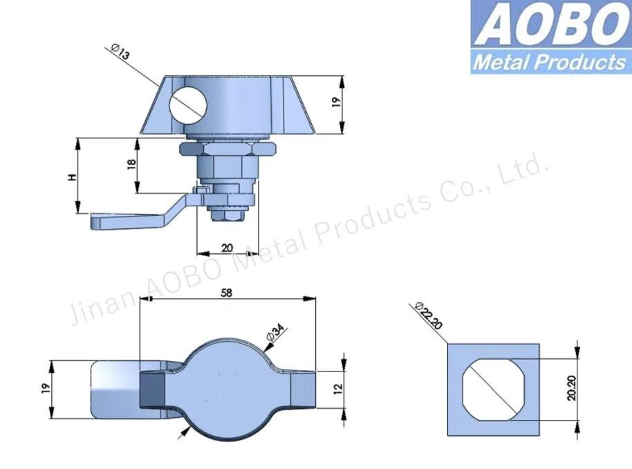 Industrial Cabinet Quarter-Turn for Padlock Stainless Steel Padlockable Wing Knob Cam Lock Latch