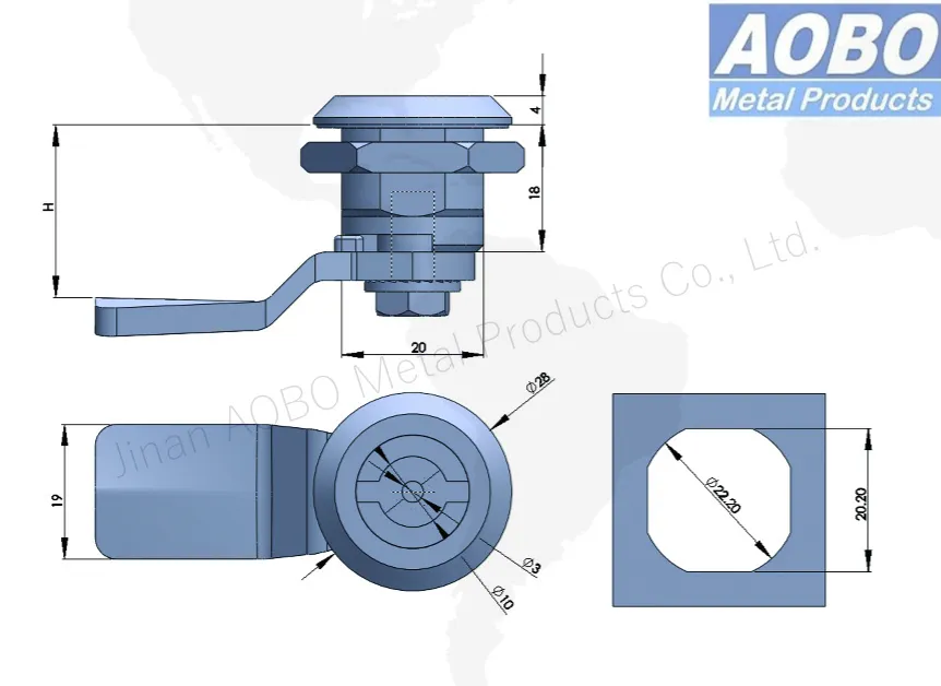 Marine Stainless Steel 316 Double Bit 3mm Cam Latch Lock for Automobiles High-Speed Rail and Train Ships Equipment