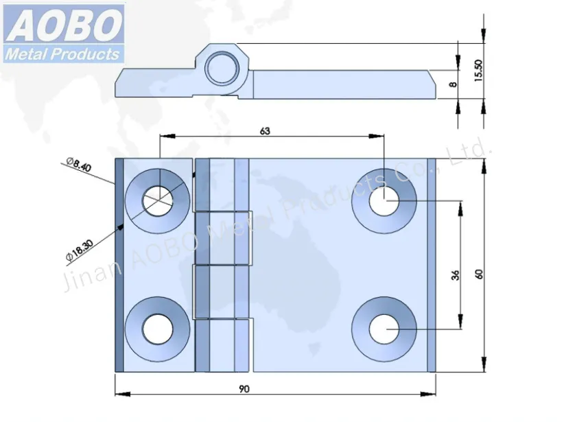 Aobo SUS 316 Screw-on 60X90 Electrical Cabinet Industrial Cabinet Door Hinge
