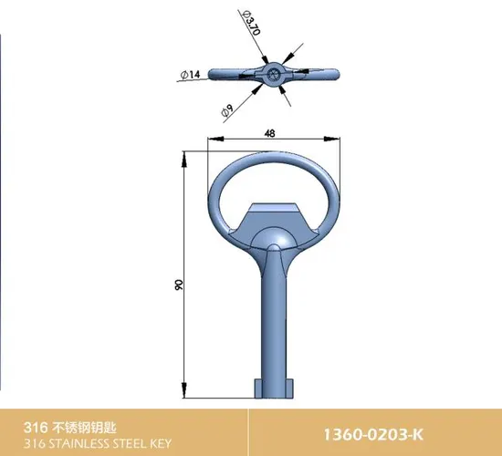 Stainless Steel 304 Quarter Turn Cam Lock Triangular Square Slot Key