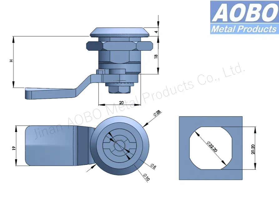 Aobo Cabinet Lock Wholesale Safety Electric Cabinet Metal Box Cylinder Triangle Keyed Double Bit Cam Lock